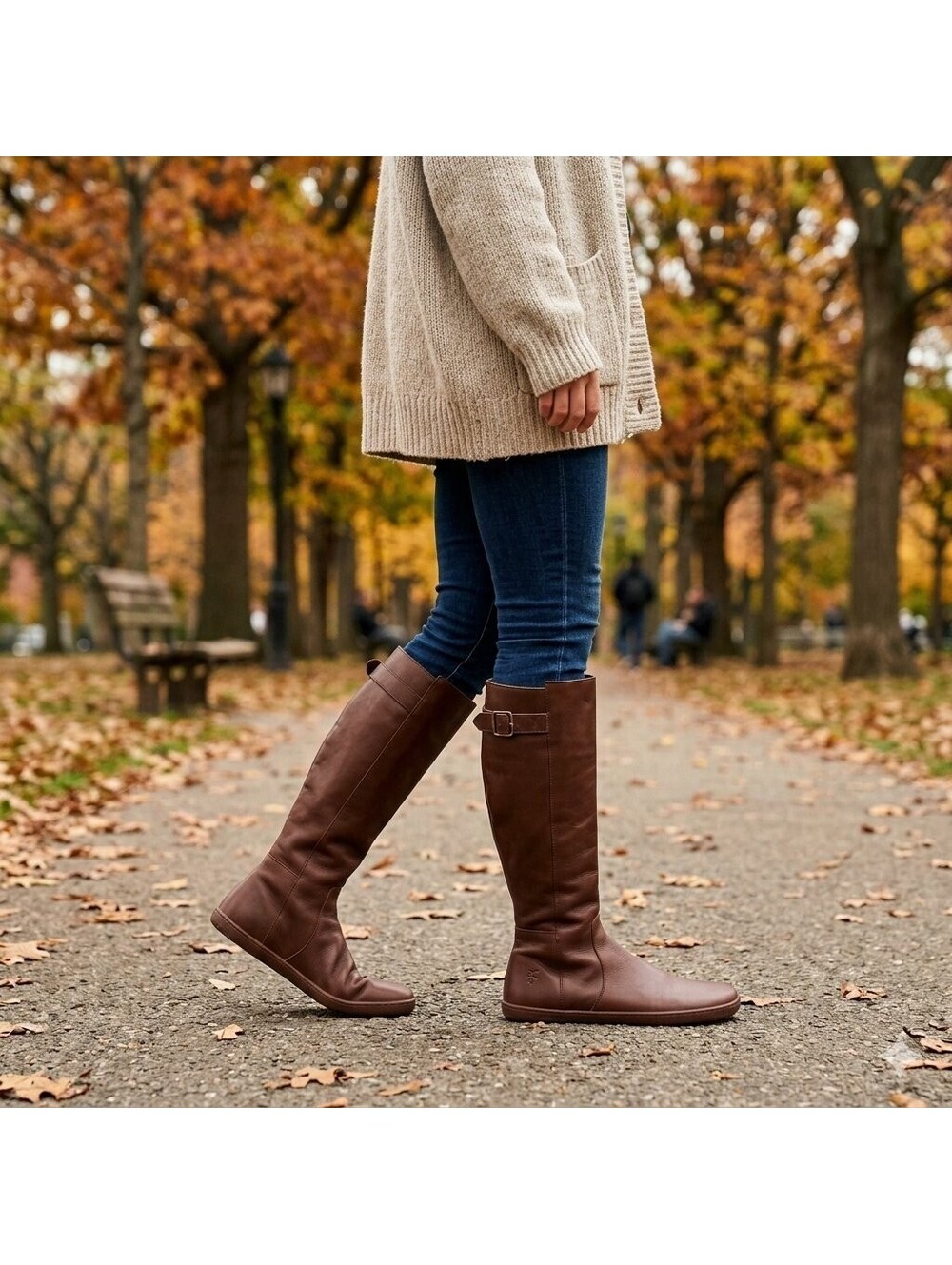 Shapen Glam Barefoot Knee High Leather Boots Zero Drop Wide Toe Box EU 43/ 11.5